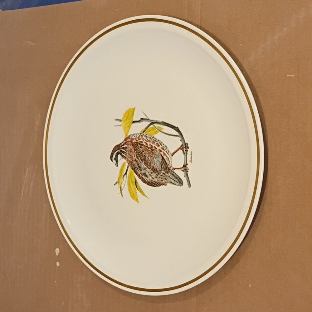 Bob White Design Dinner Platter with Gold Trim Corning By Centura Game Birds